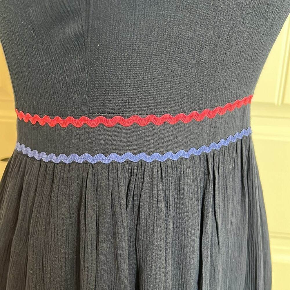 Modcloth Women's Size 2 XS Yes‎ to Festive Maxi Dress Navy Gauze RicRac Tiered - Picture 9 of 16